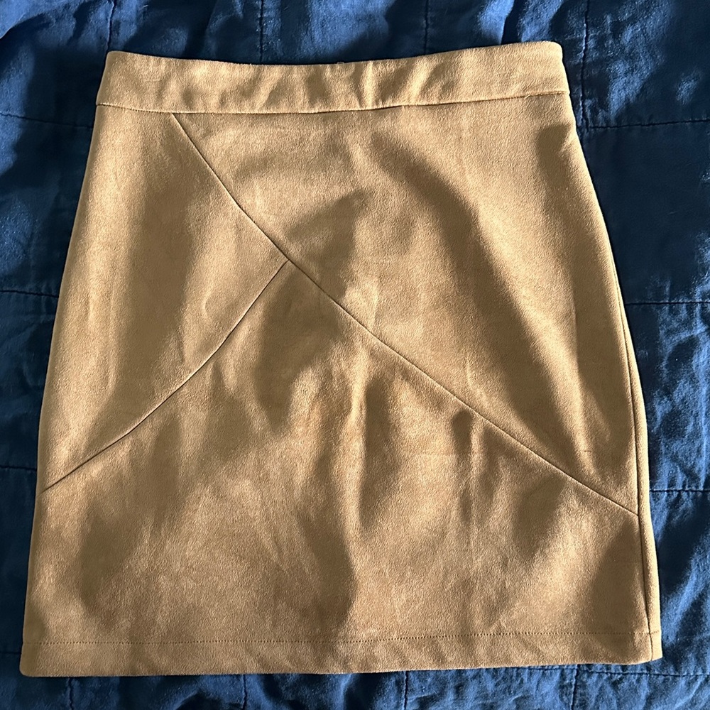 Faux Suede Mini Skirt in Tan